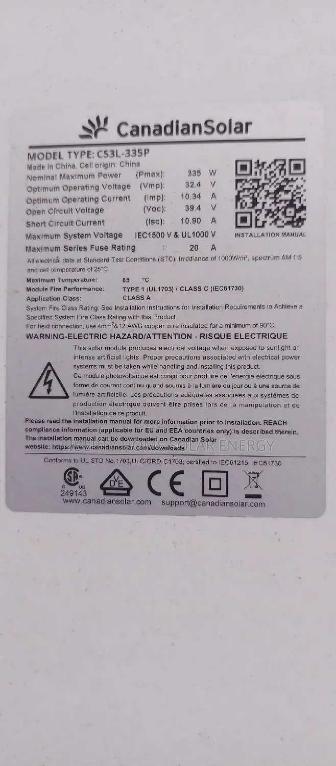 335w Canadian Used Panel