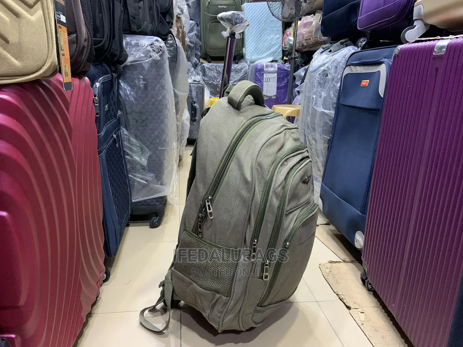 Big Size Jean Material Back Pack With Trolley