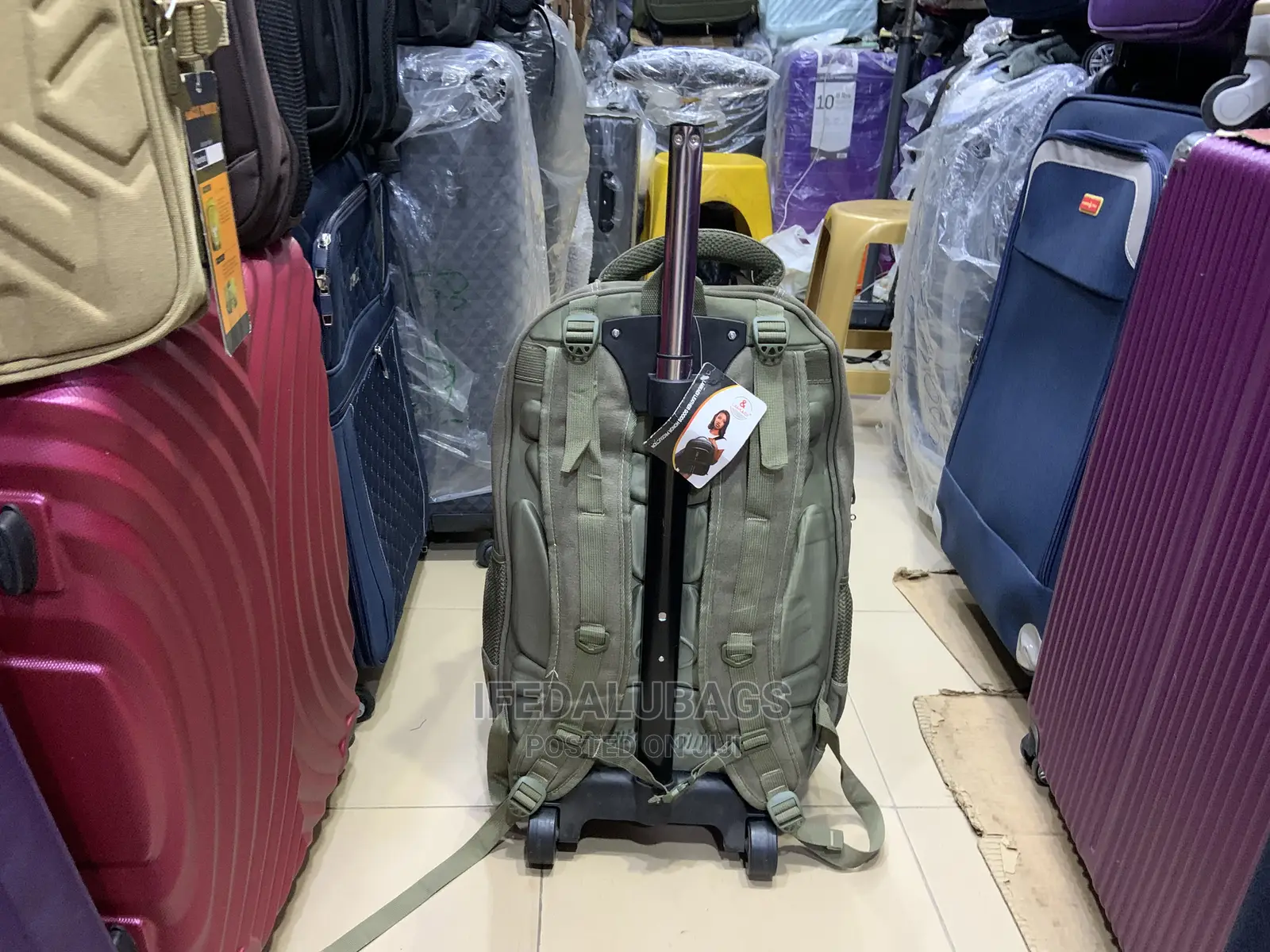 Big Size Jean Material Back Pack With Trolley