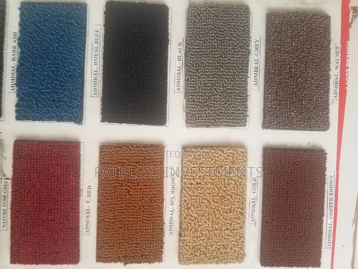 Admiral Quality Rugs in Colors , #8000 Per SQM