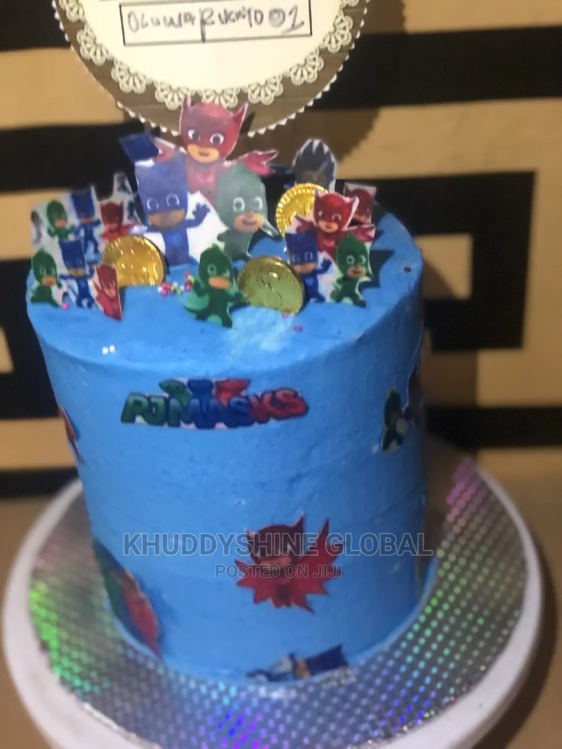 On Mask Cartoon Character Blue High Birthday Cakes