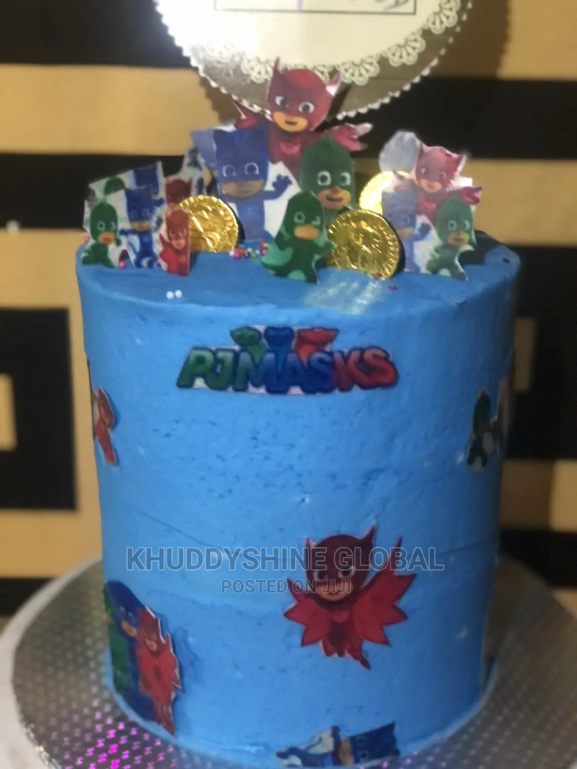 On Mask Cartoon Character Blue High Birthday Cakes