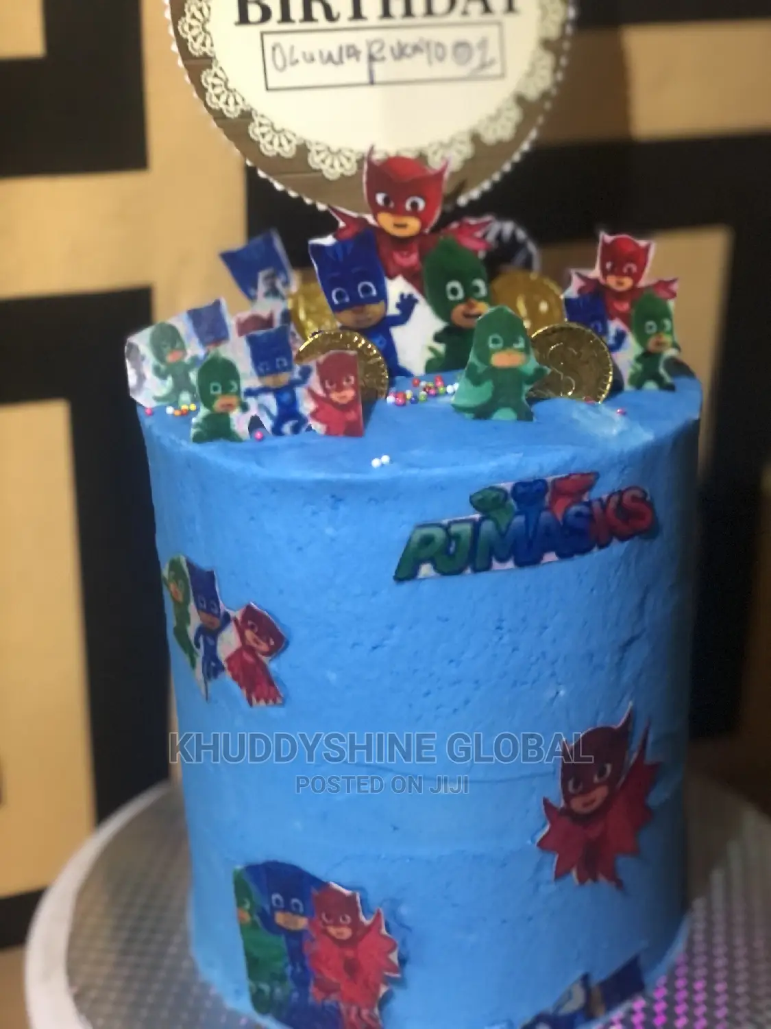 On Mask Cartoon Character Blue High Birthday Cakes