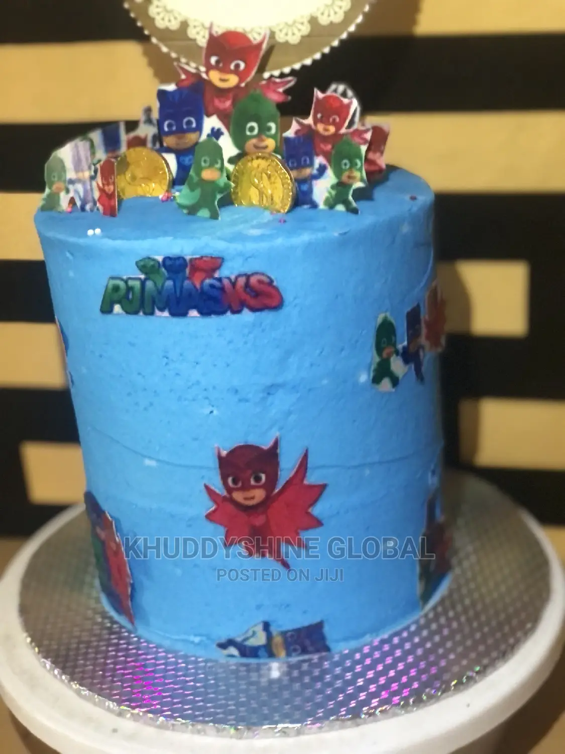On Mask Cartoon Character Blue High Birthday Cakes