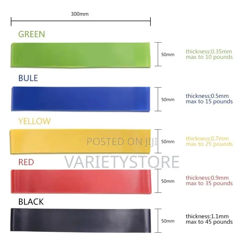 5 Colors Yoga Resistance Rubber Bands Indoor Outdoor Fitness