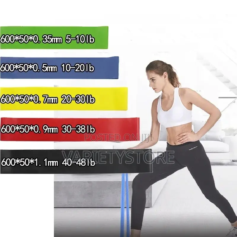 5 Colors Yoga Resistance Rubber Bands Indoor Outdoor Fitness
