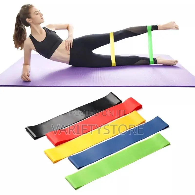 5 Colors Yoga Resistance Rubber Bands Indoor Outdoor Fitness