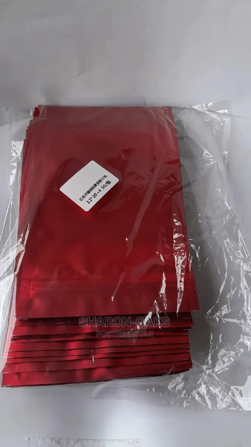 Red Aluminium Foil Pouch 12x20cm 50pcs