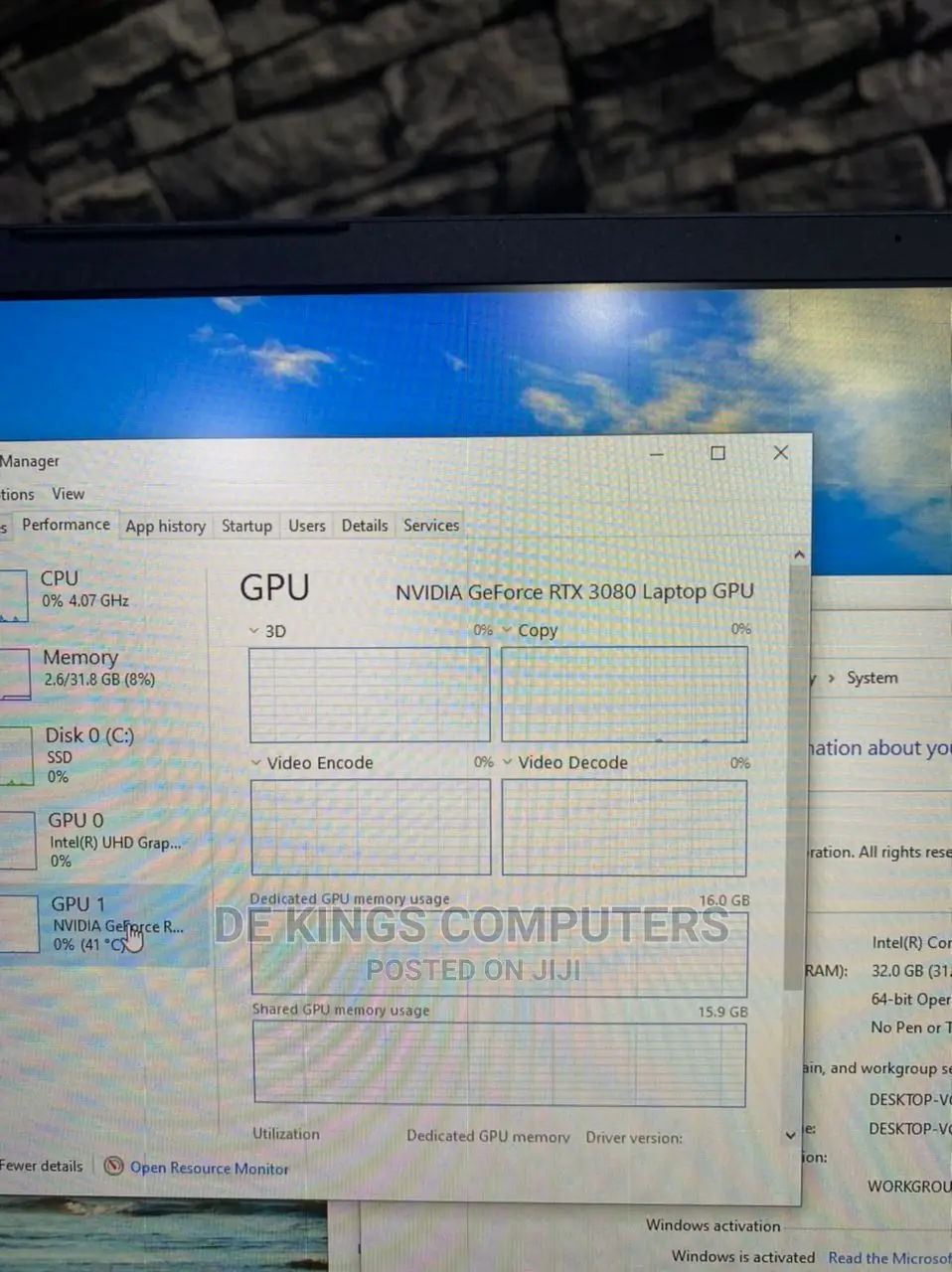 New Laptop Sager NP7876 32GB Intel Core I7 SSD 1T