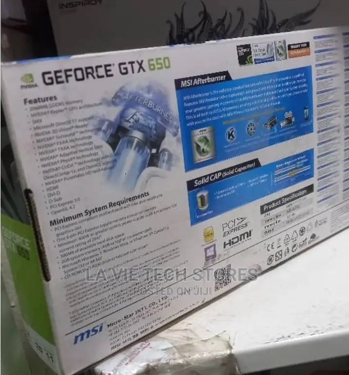 Msi Geforce GTX 650 2gb Nvidia Video Graphics Card HDMI VGA