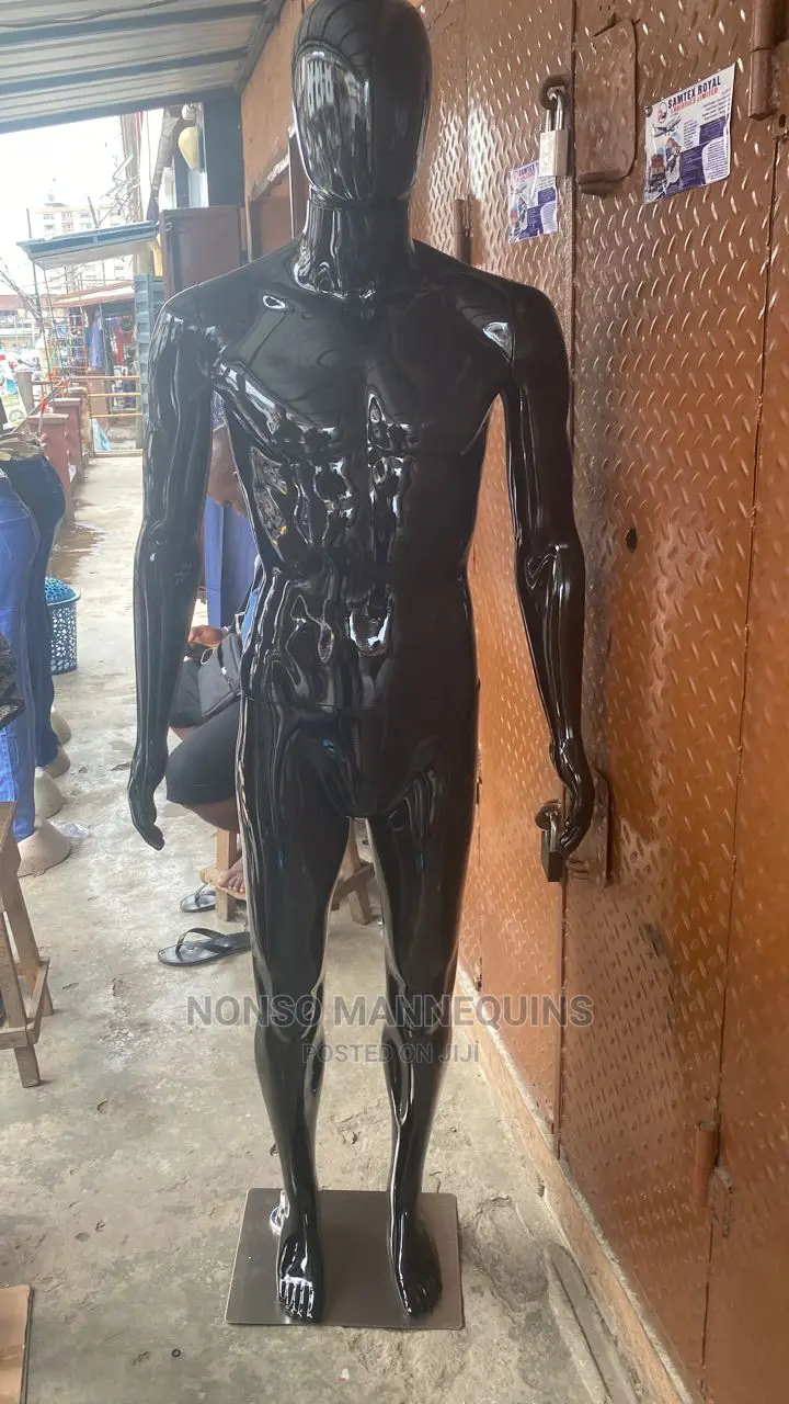 Glossy Black Faceless Full Body Male Mannequin