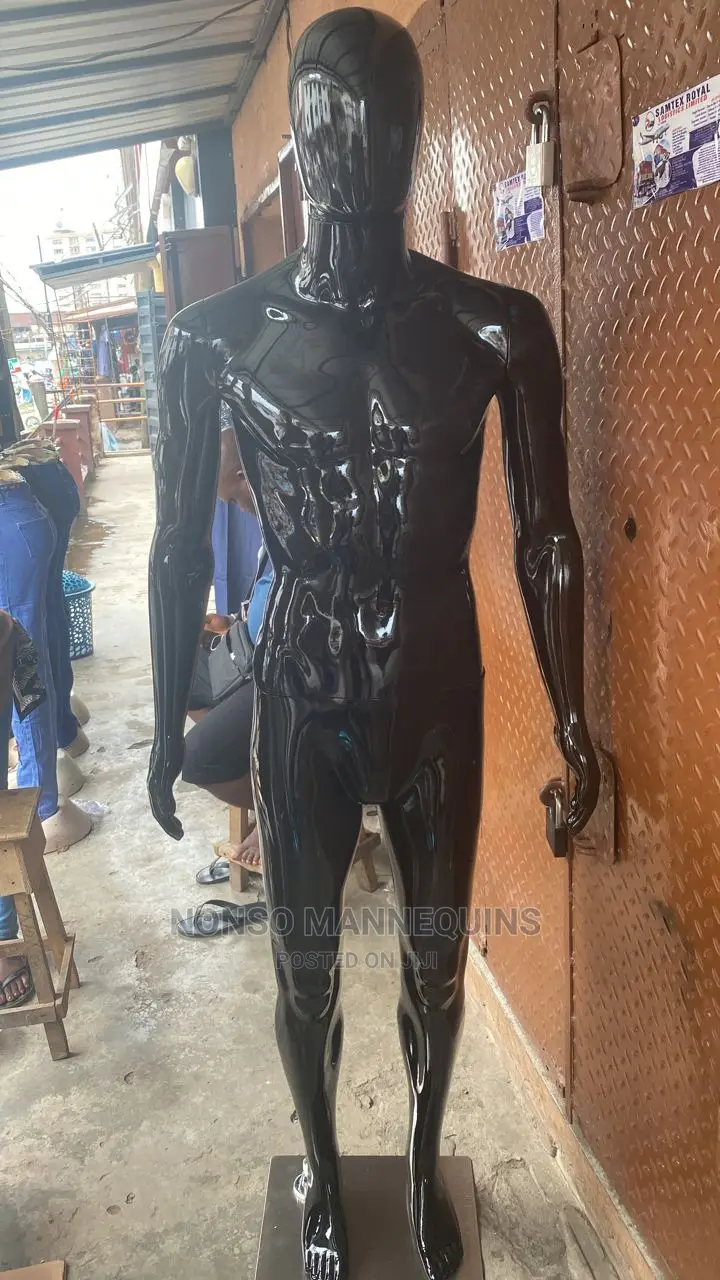 Glossy Black Faceless Full Body Male Mannequin