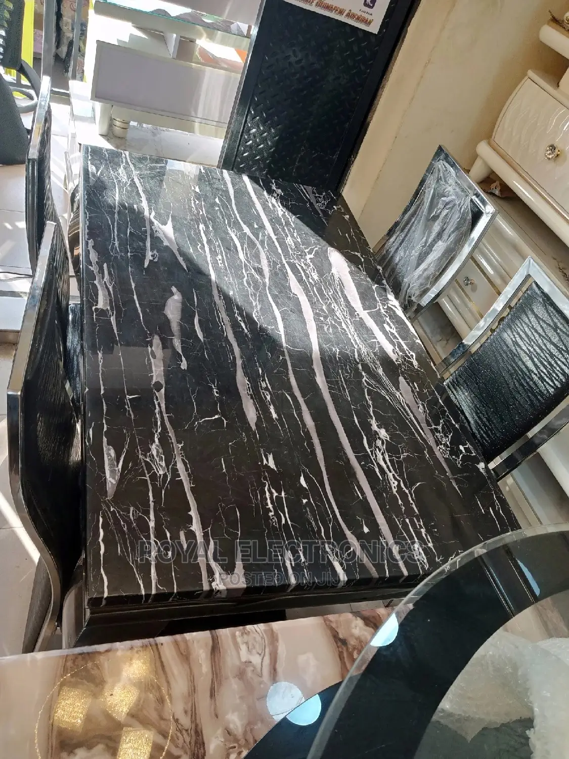 Best Quality 4 Chairs Modern Marble Top Dining Sets
