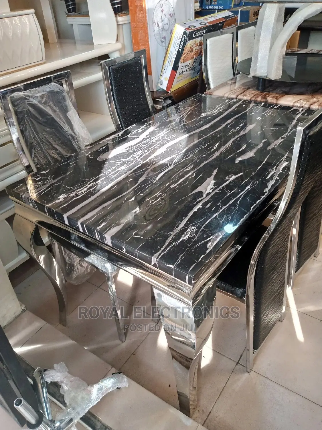 Standard 4 Chairs Modern Marble Top Dining Sets