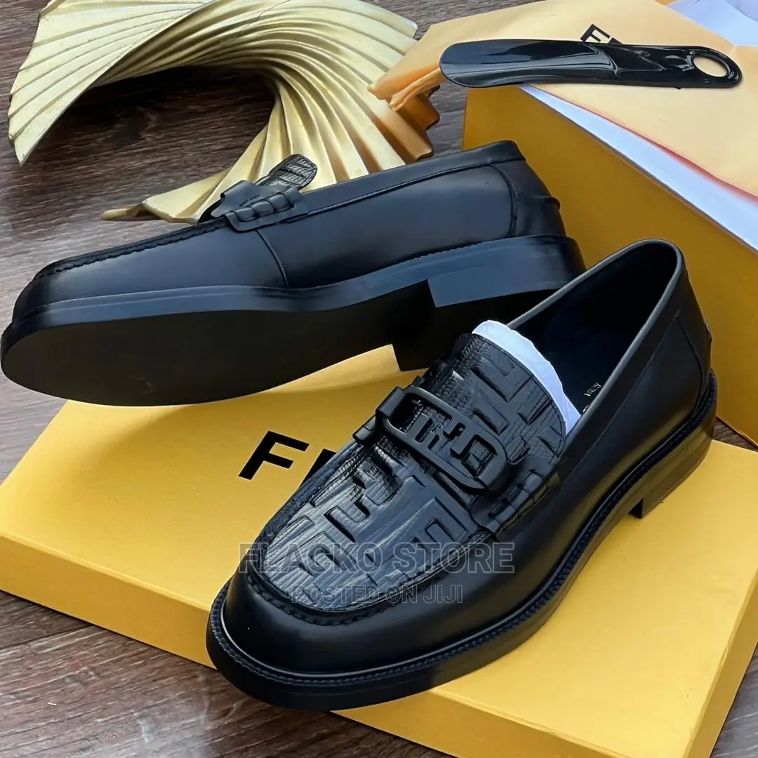 Original Fendi Casual Black Loafers Shoes