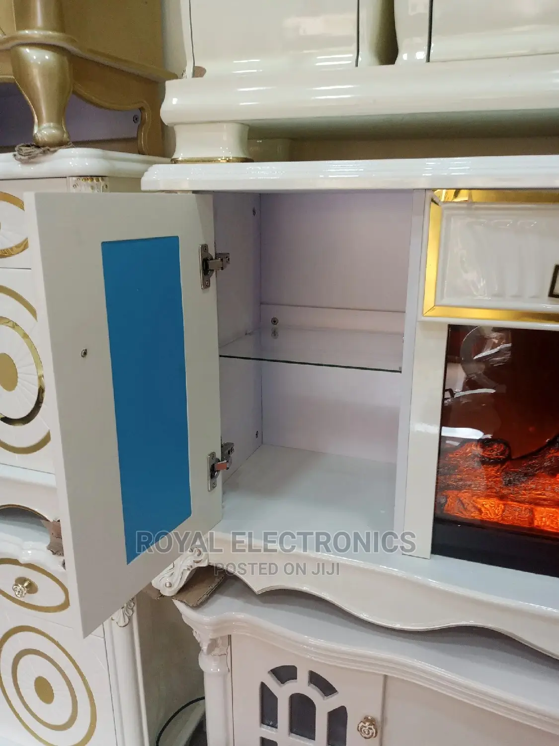Top Quality Royal TV Stand+Drawers and Electric Fireworks
