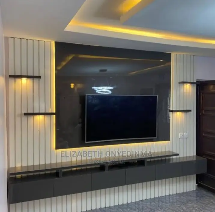 Tv Console Black and White Color With Light