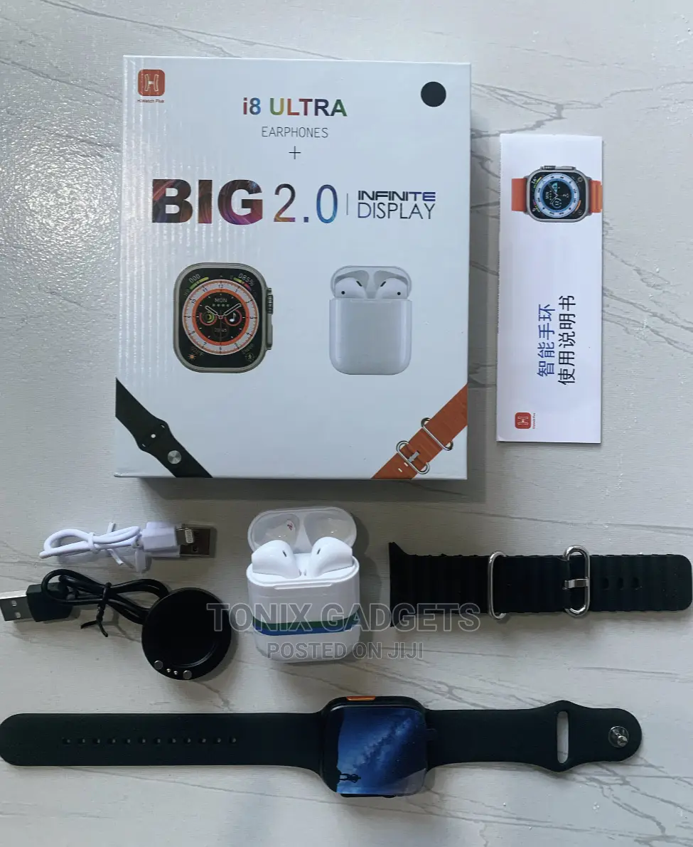 I8 Ultra Smartwatch + Earpod + Dual Straps - Series 8