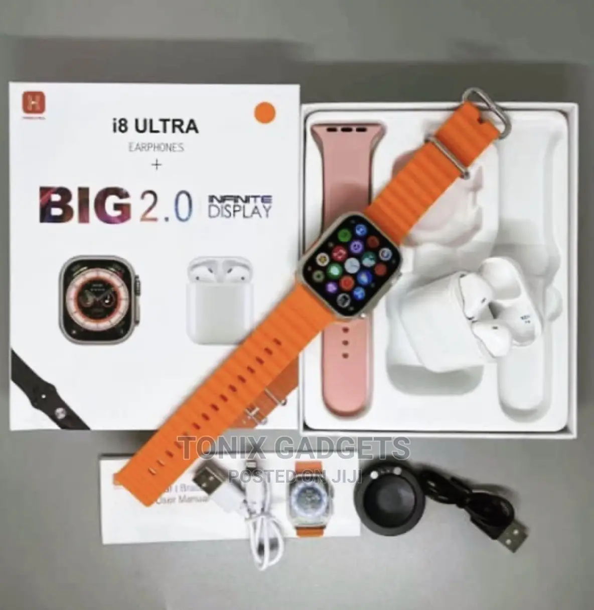 I8 Ultra Smartwatch + Earpod + Dual Straps - Series 8