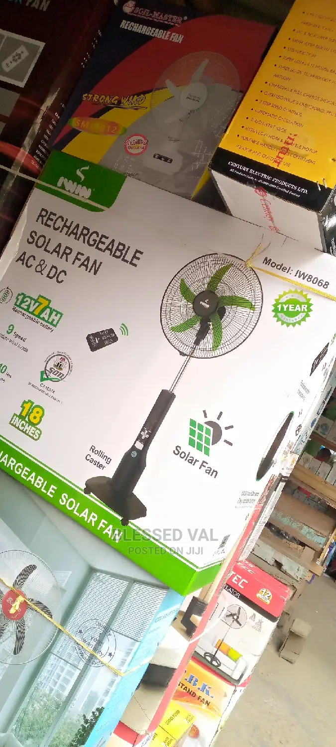 18 Inches Rechargeable Solar Fan Ac/Dc