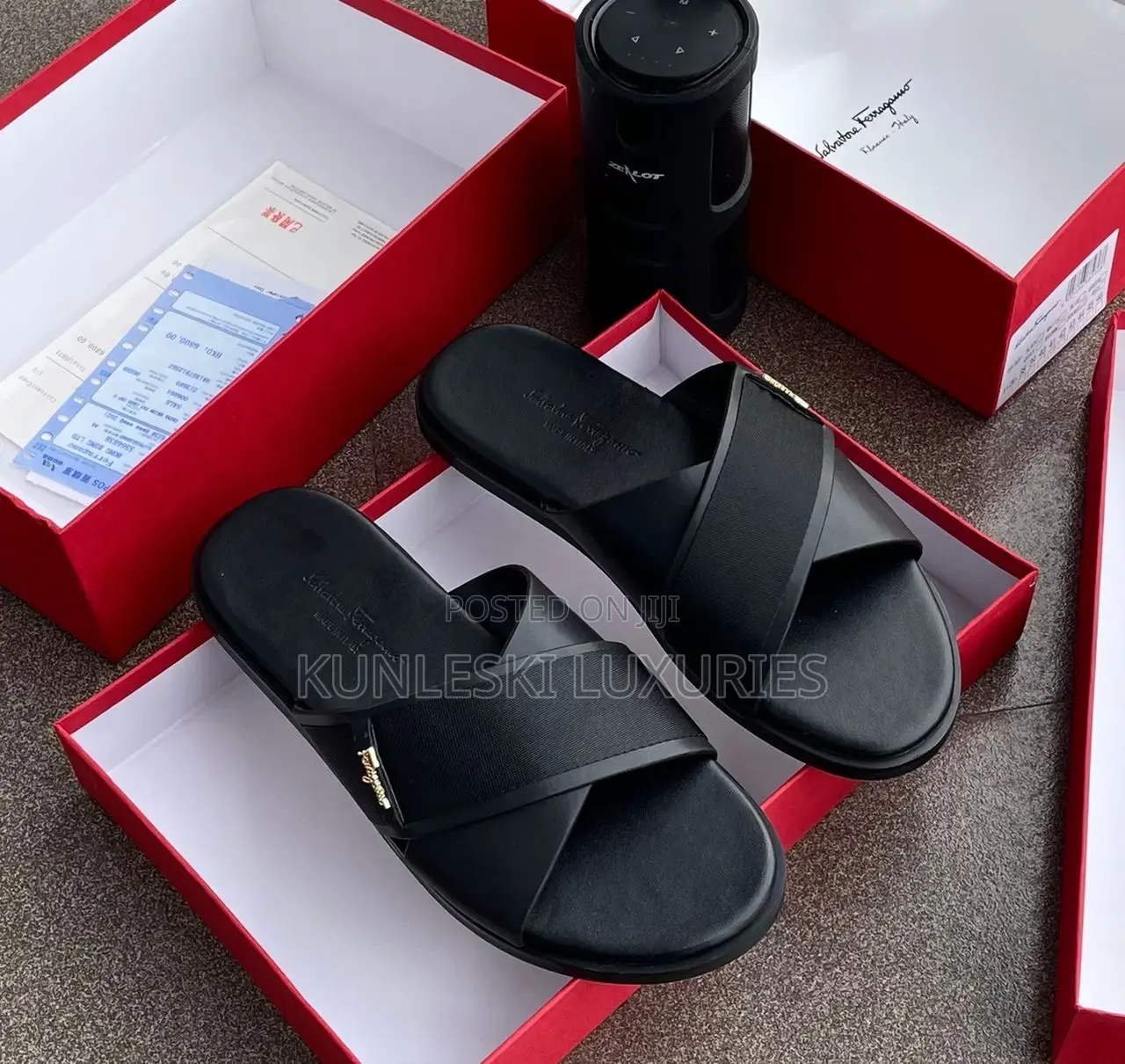 Original Salvatore Ferragamo Men Leather Slippers