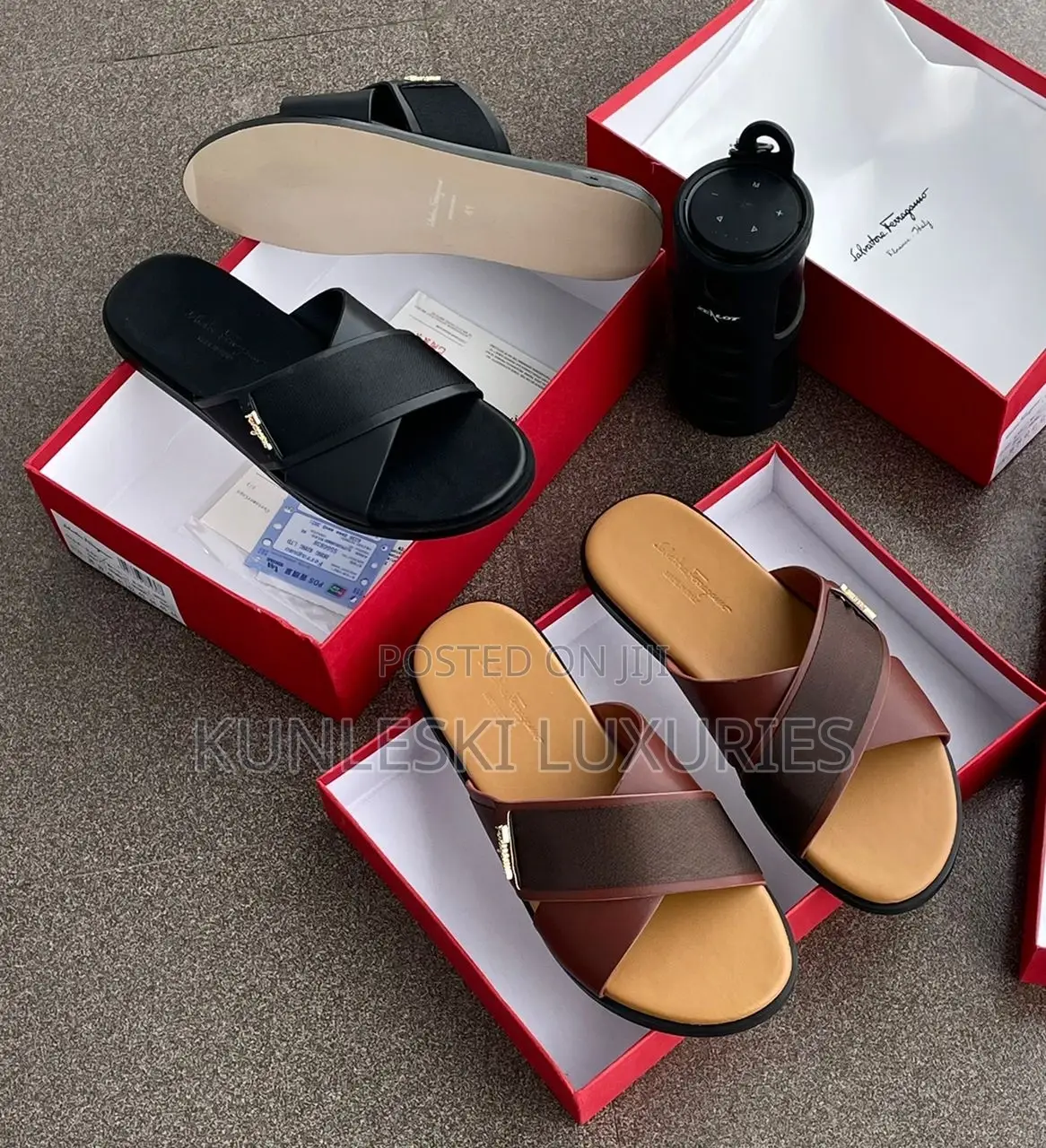 Original Salvatore Ferragamo Men Leather Slippers