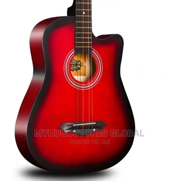 Acoustic Box Guitar With Bag and Strap -Red
