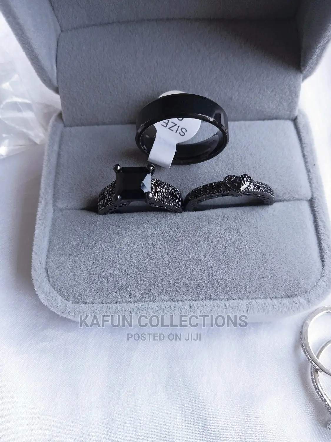Non-Fading Steel and Black Gold Plated Ring Set