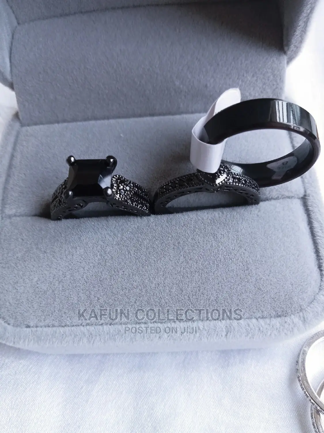 Non-Fading Steel and Black Gold Plated Ring Set