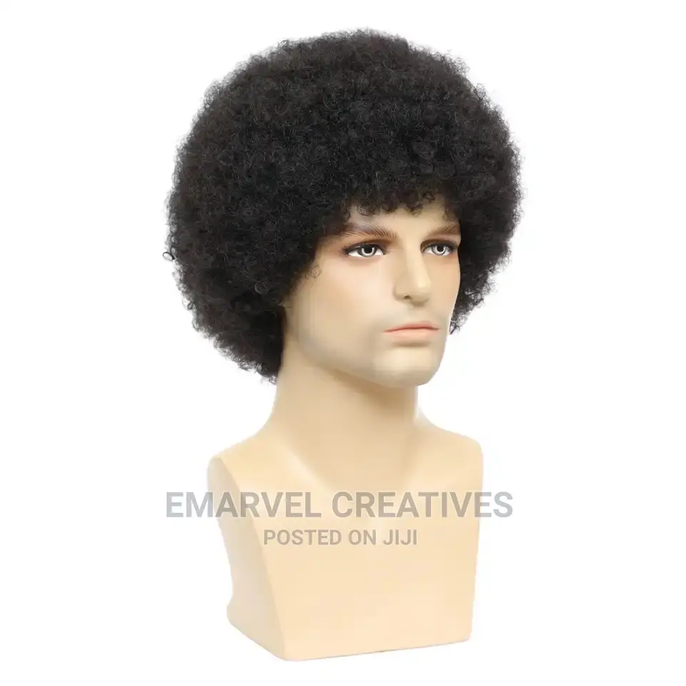 Afro Kinkly Curly Wigs Human Natural Hair Wig for Black Men