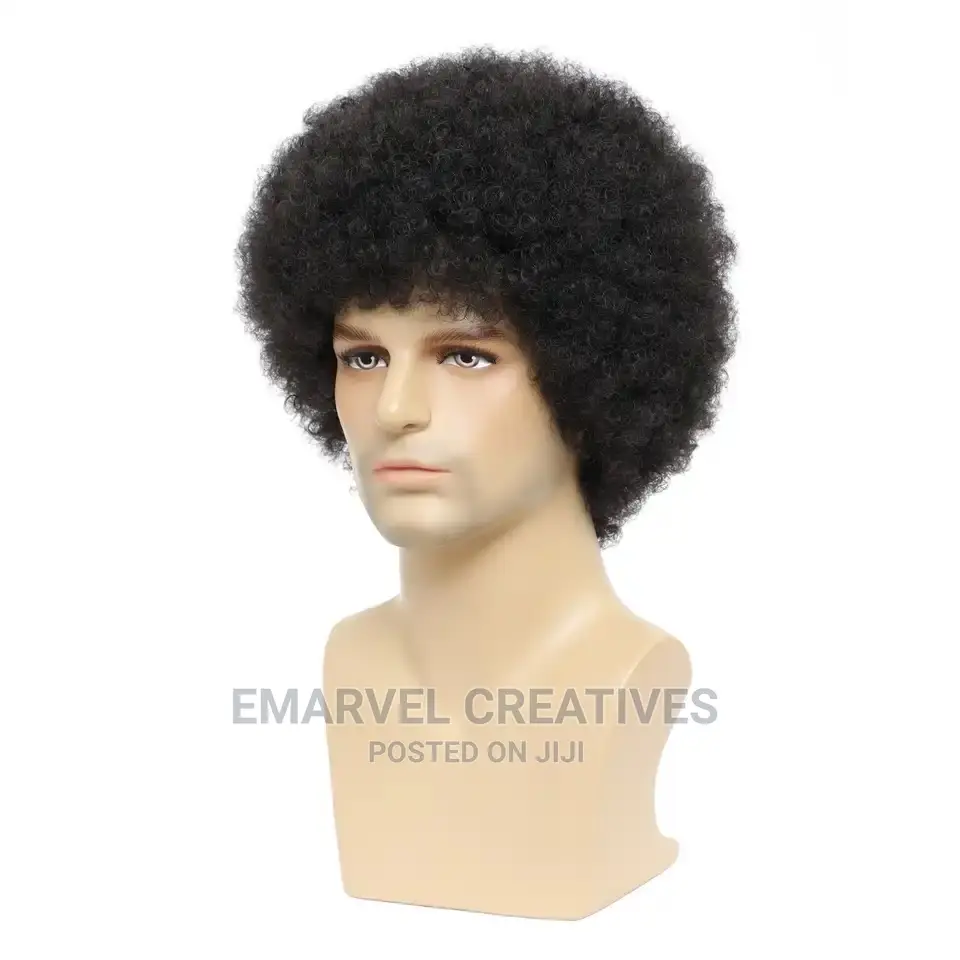 Afro Kinkly Curly Wigs Human Natural Hair Wig for Black Men