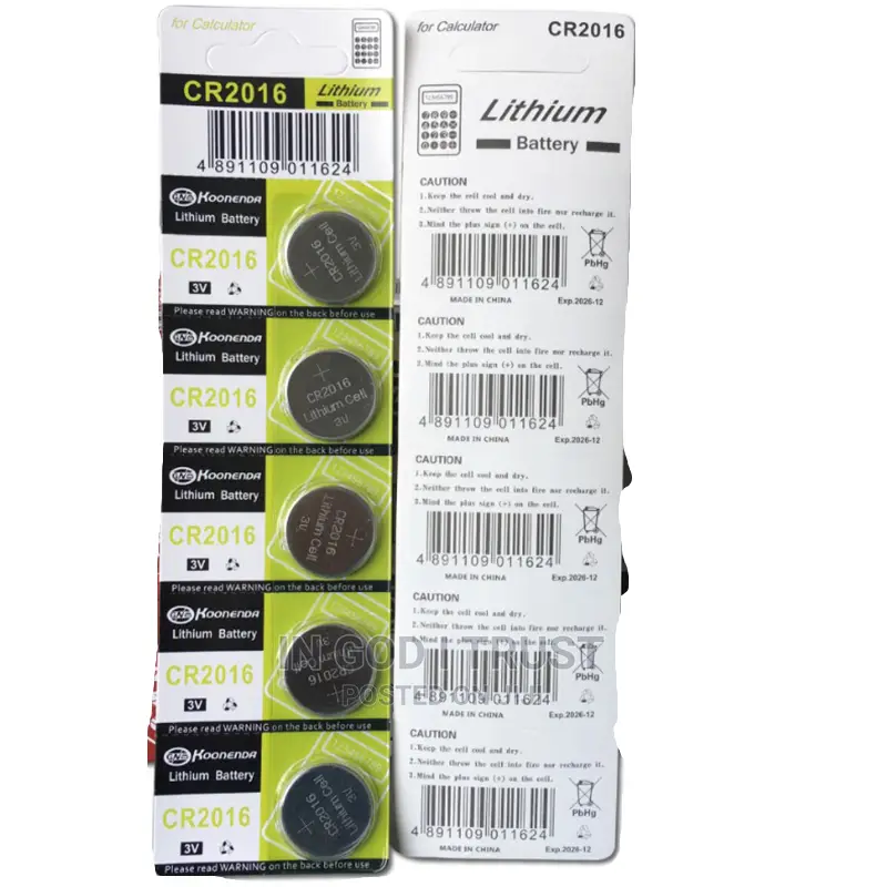 5pcs 3V CR2016 Button Batteries