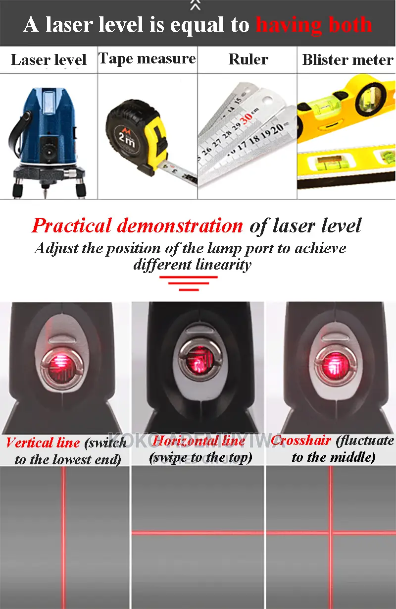 Magnetic 3 in 1 Laser Spirit Level Plum + 8ft Tape + Tripod