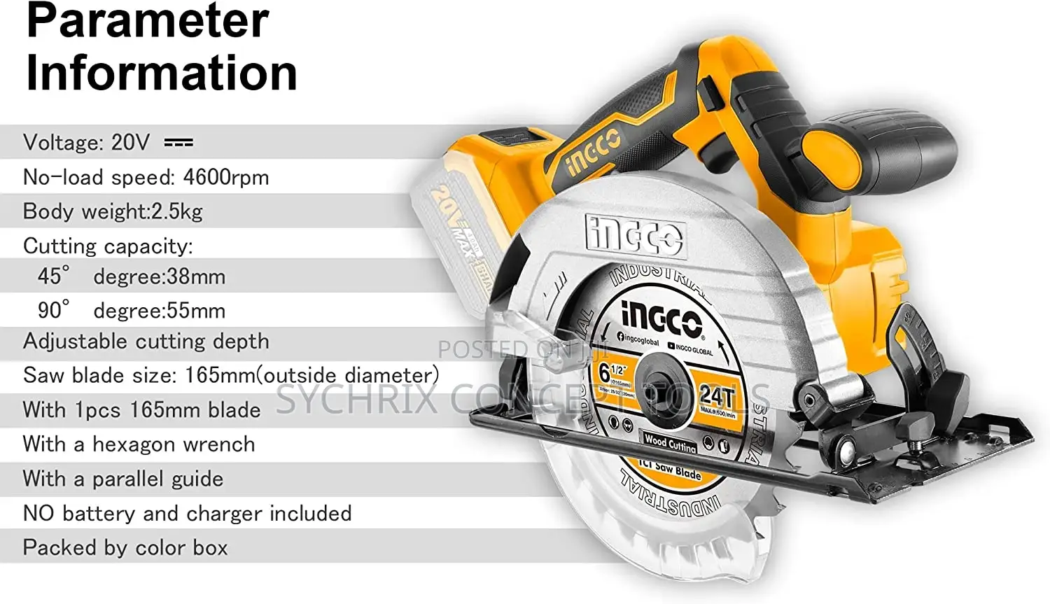 Ingco Cicular Saw With Blade - Cordless - 20v