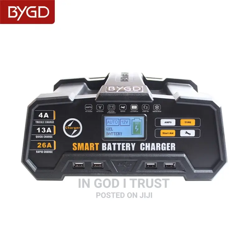 BYGD Charger Battery Car 12V 24V 26A LCD Smart Charger