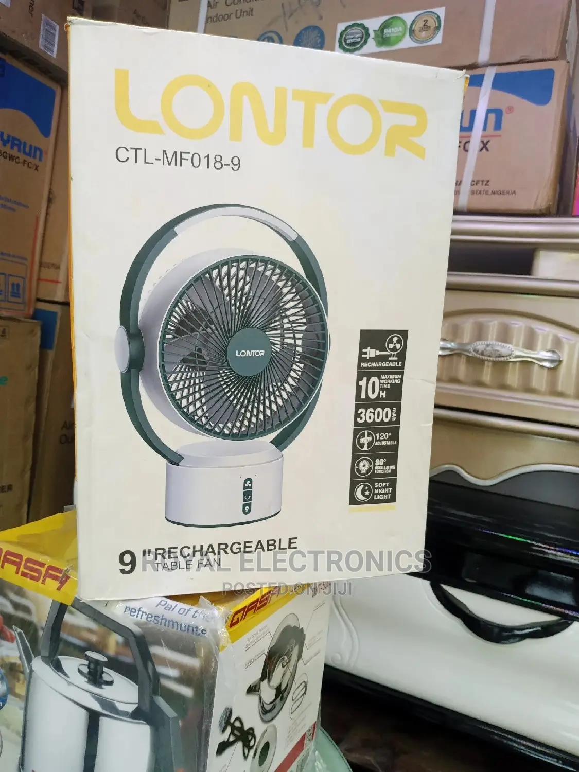 Powerful Lontor 9 Inches Rechargeable Table Fan