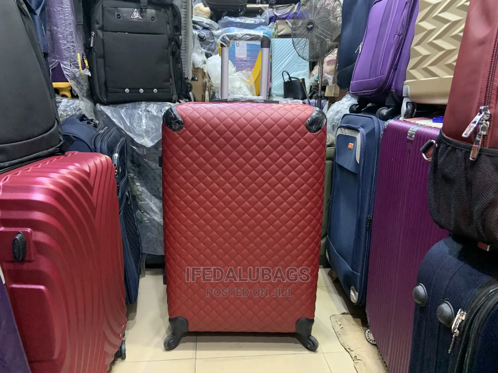 Big Size Quality Red Leather Traveling Luggage