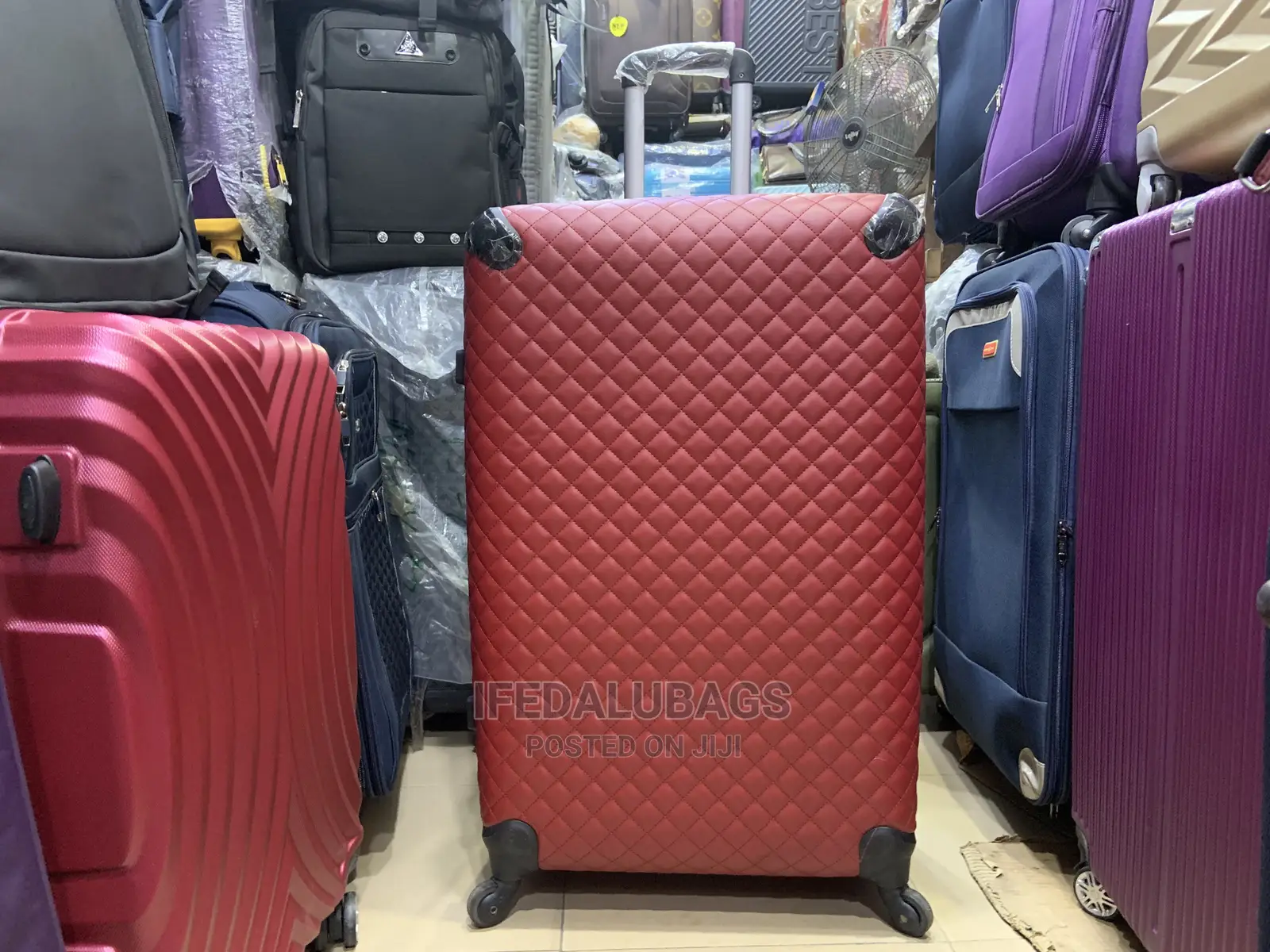 Big Size Quality Red Leather Traveling Luggage