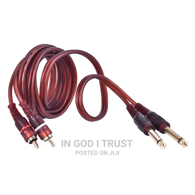 1pc 1.5M Cable, Dual RCA Male To Dual 6.35mm