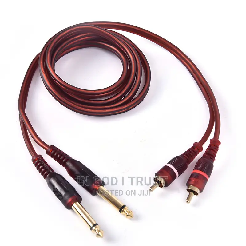 1pc 1.5M Cable, Dual RCA Male To Dual 6.35mm