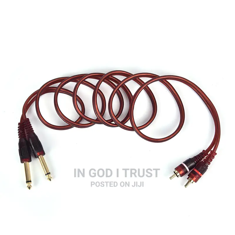 1pc 1.5M Cable, Dual RCA Male To Dual 6.35mm