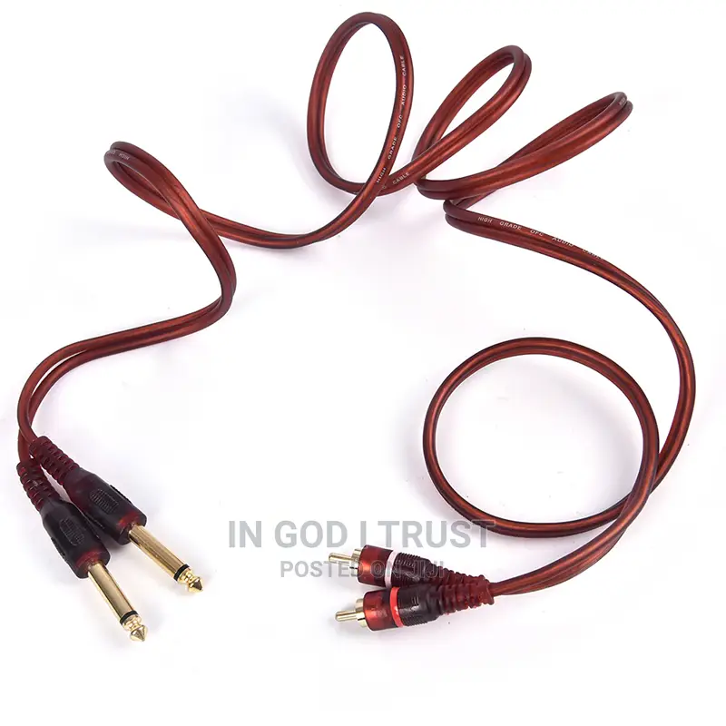 1pc 1.5M Cable, Dual RCA Male To Dual 6.35mm