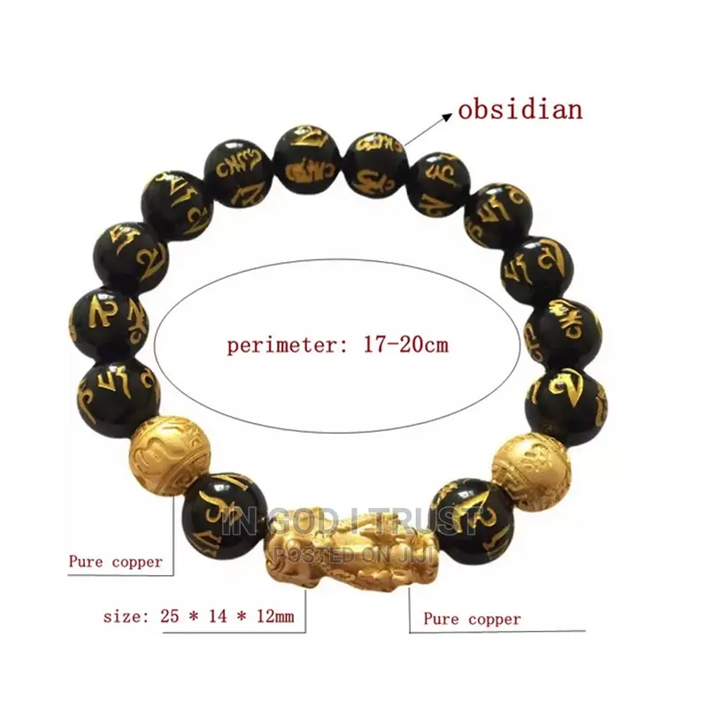 Pixiu Feng Shui Gift Obsidian Bracelet for Man and Women