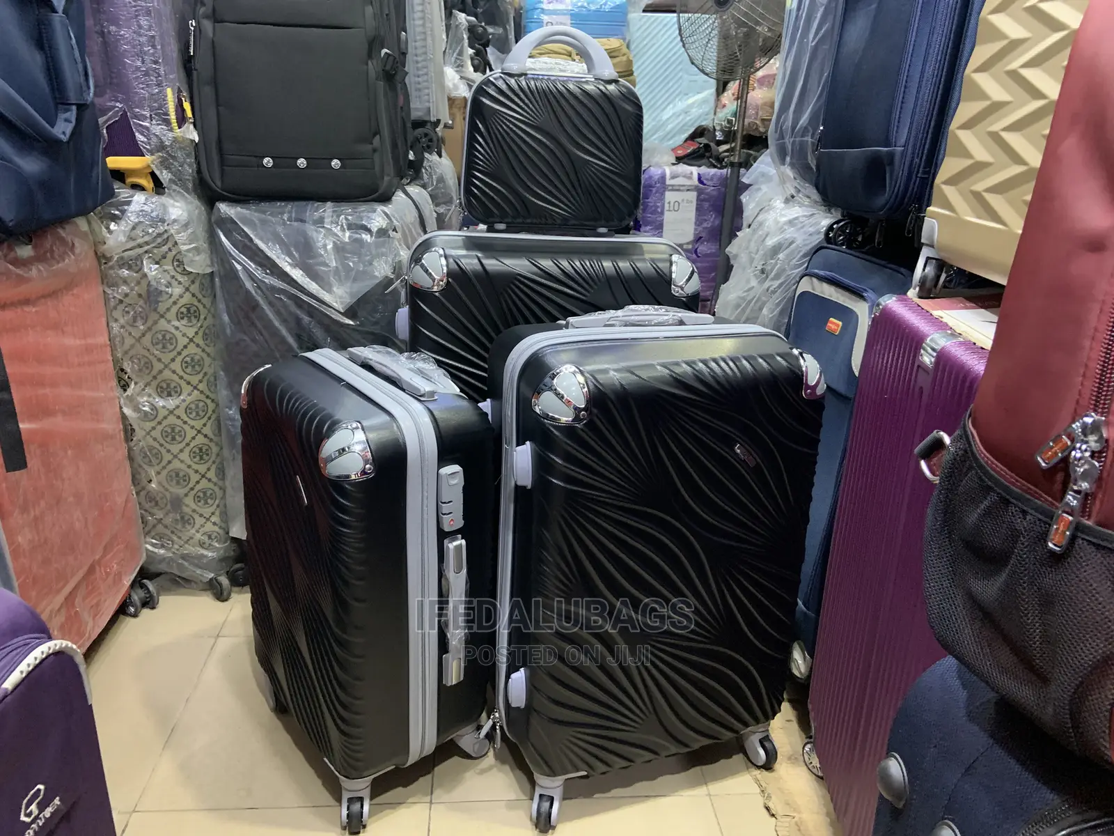 Set of Quality Black Plastic Traveling Luggage