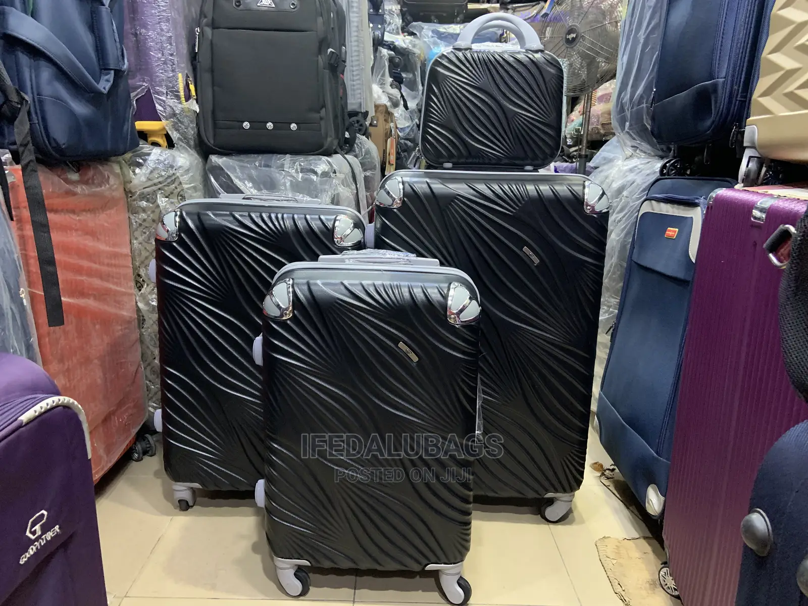 Set of Quality Black Plastic Traveling Luggage