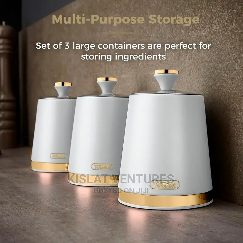 Tower Cavaletto Tea Coffee Sugar Storage Set - White