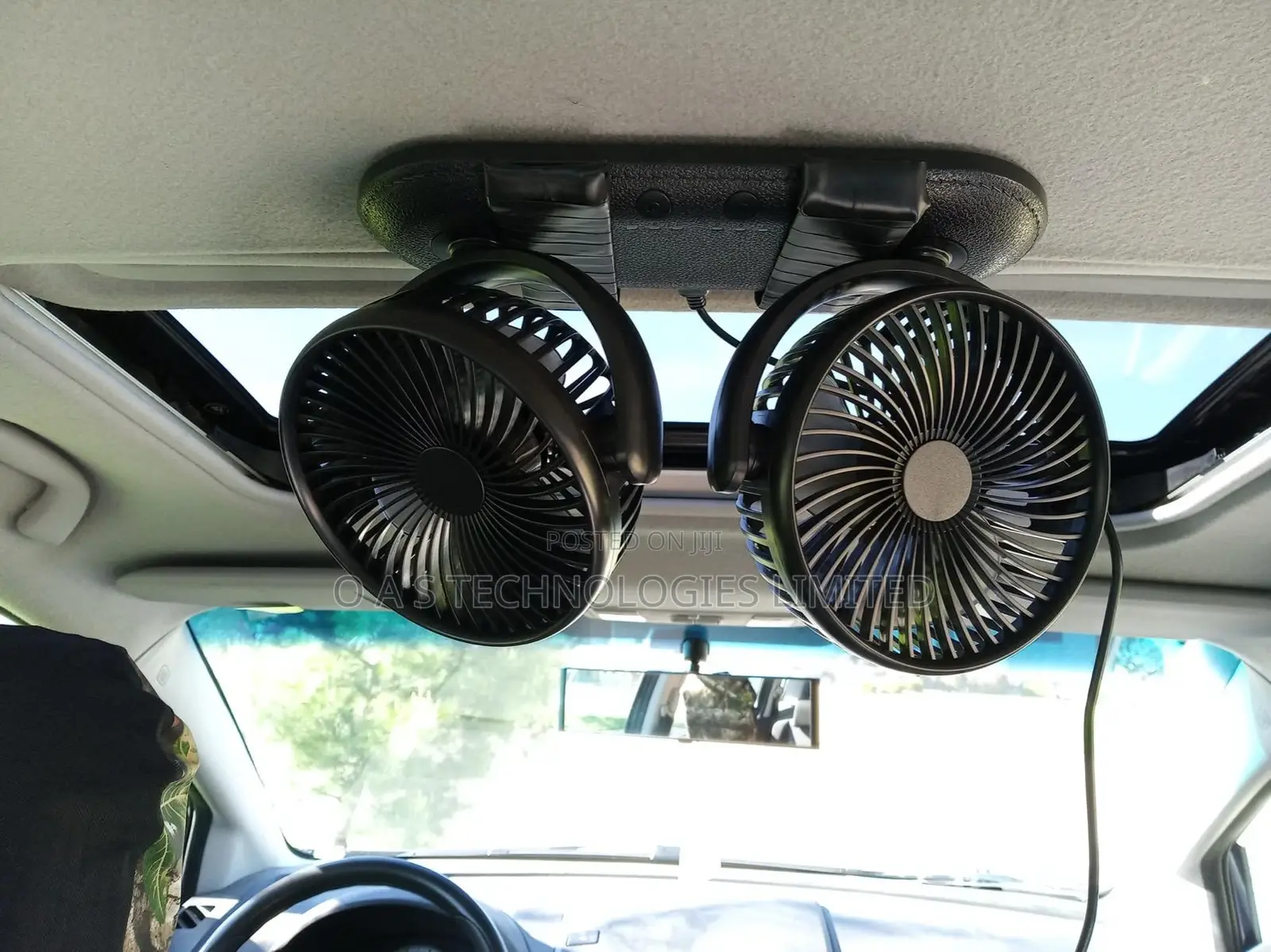Tripole Car Fan Portable Vehicle Fan Dual Head Electric Fan
