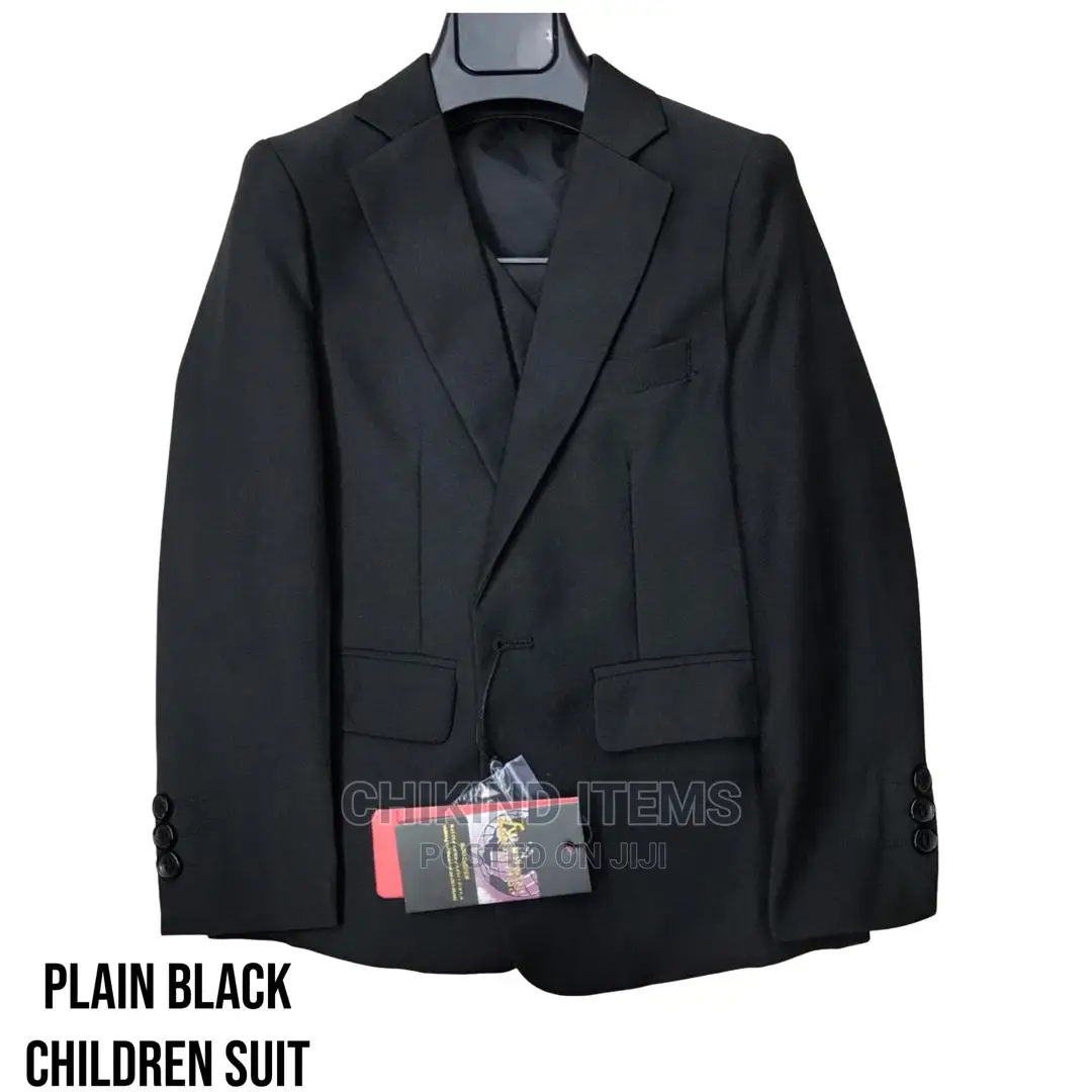 Black Plain Children Suit