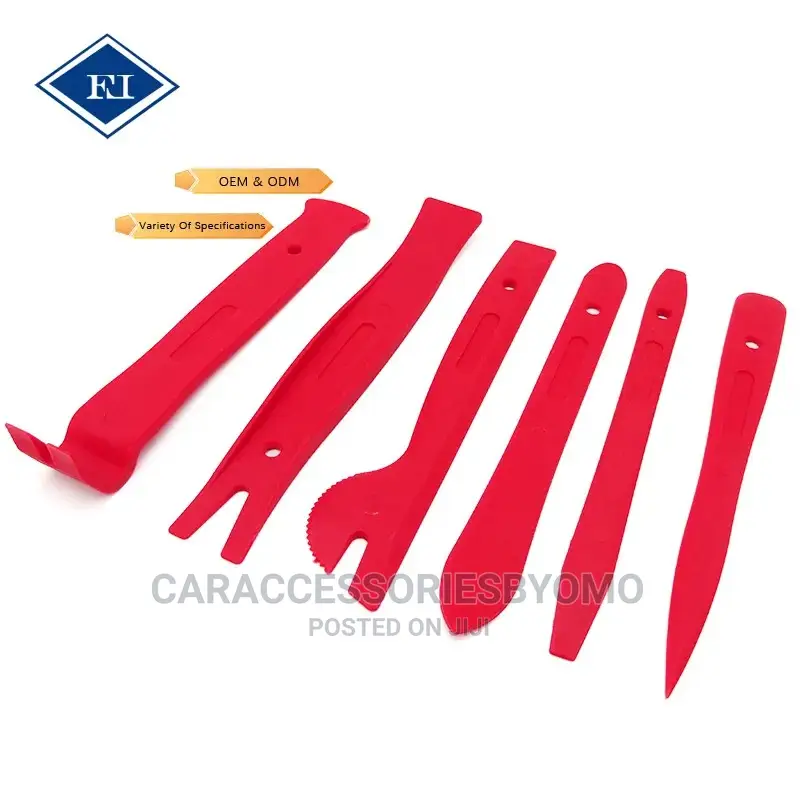 6 PCS Trim Removal Pry Tool With Car Retainer Clips Red