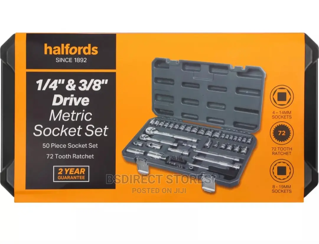 Halfords 1/4" and 3/8" Drive Metric 50 Piece Socket Set